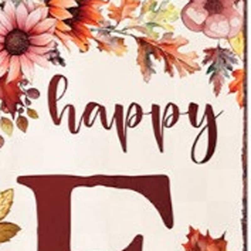 HomeRoots 36" Off White And Orange Solid Wood Happy Fall Leaves Porch Sign