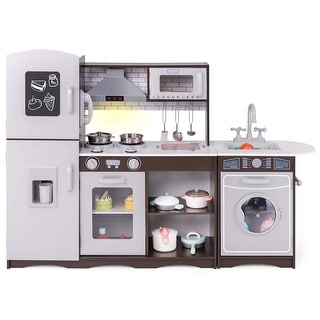 Costway Kids Kitchen Playset with Realistic Lights & Sounds Ice Maker - Coffee - See Details