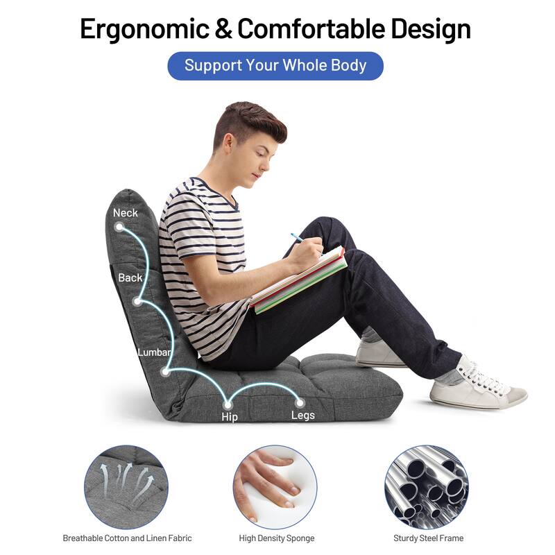 Gymax Adjustable 14-Position Floor Chair Folding Lazy Gaming Sofa