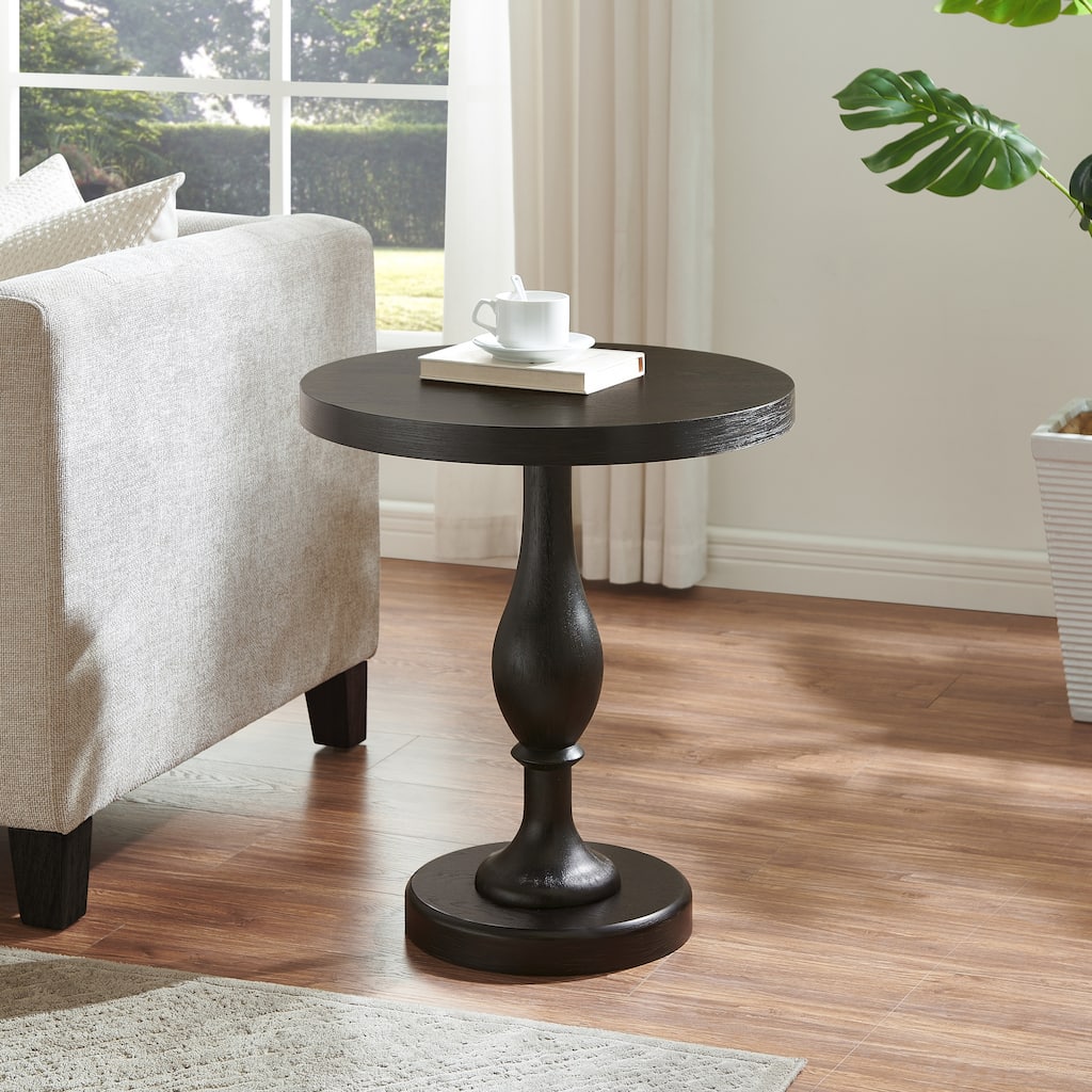 Roundhill Furniture Solmere 22" Round Wood Pedestal End Table