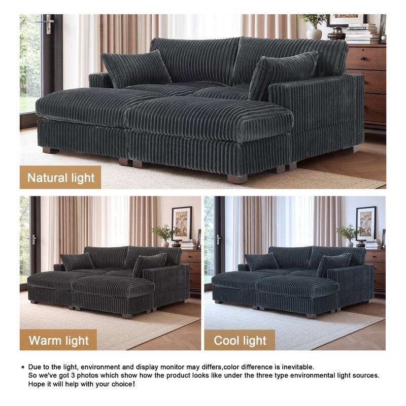 Modren Plush Oversized Modular Sectional Sofa Set with Chaise&Ottoman.
