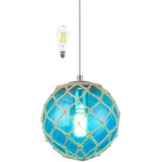 Blue globe pendant light coastal nautical hanging pendant lights