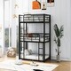 preview thumbnail 10 of 22, Metal Twin Size Triple Bunk Bed with Guardrails, Black