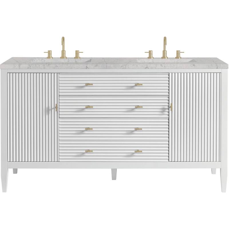 James Martin Vanities 485-V60D-FEJP Myrrin 60" Free Standing Double - Bright White