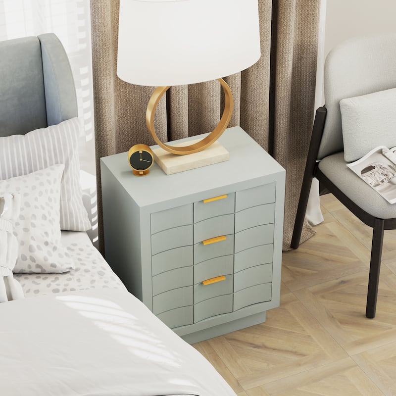 COZAYH Modern 3-Drawer Nightstand, Mid-Century Design with Full-Contact Base Corners