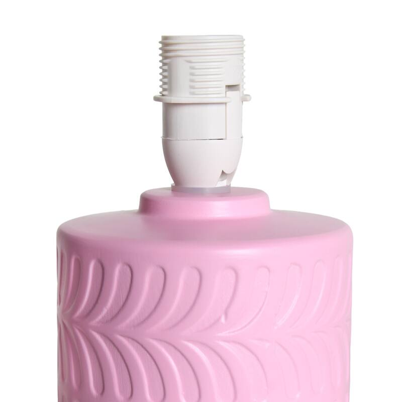 Floral Textured Ceramic Table Lamp with Drum Shade - 10" - Pink