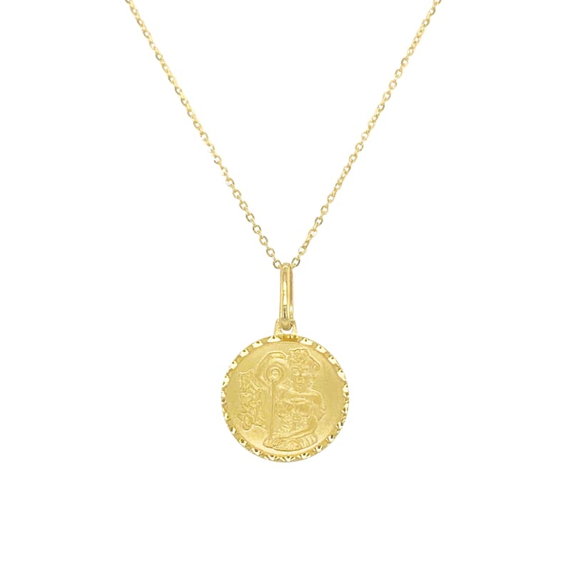 Zodiac Sign Necklace 14k Gold - Coin Pendant - 16-18 Inch Yellow Gold Necklace for Her - Women's Neckace - AQUARIUS