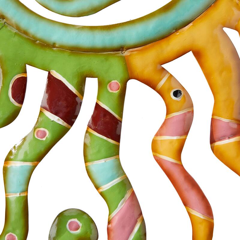 Multi Colored Metal Indoor Outdoor Sun Home Wall Decor with Abstract Patterns
