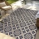 preview thumbnail 49 of 114, Gertmenian Solterra Bohemian Moroccan Global Weather Resistant Polypropylene Flatweave Indoor/ Outdoor Area Rug Collection 5'3"x7' - Zilah Navy