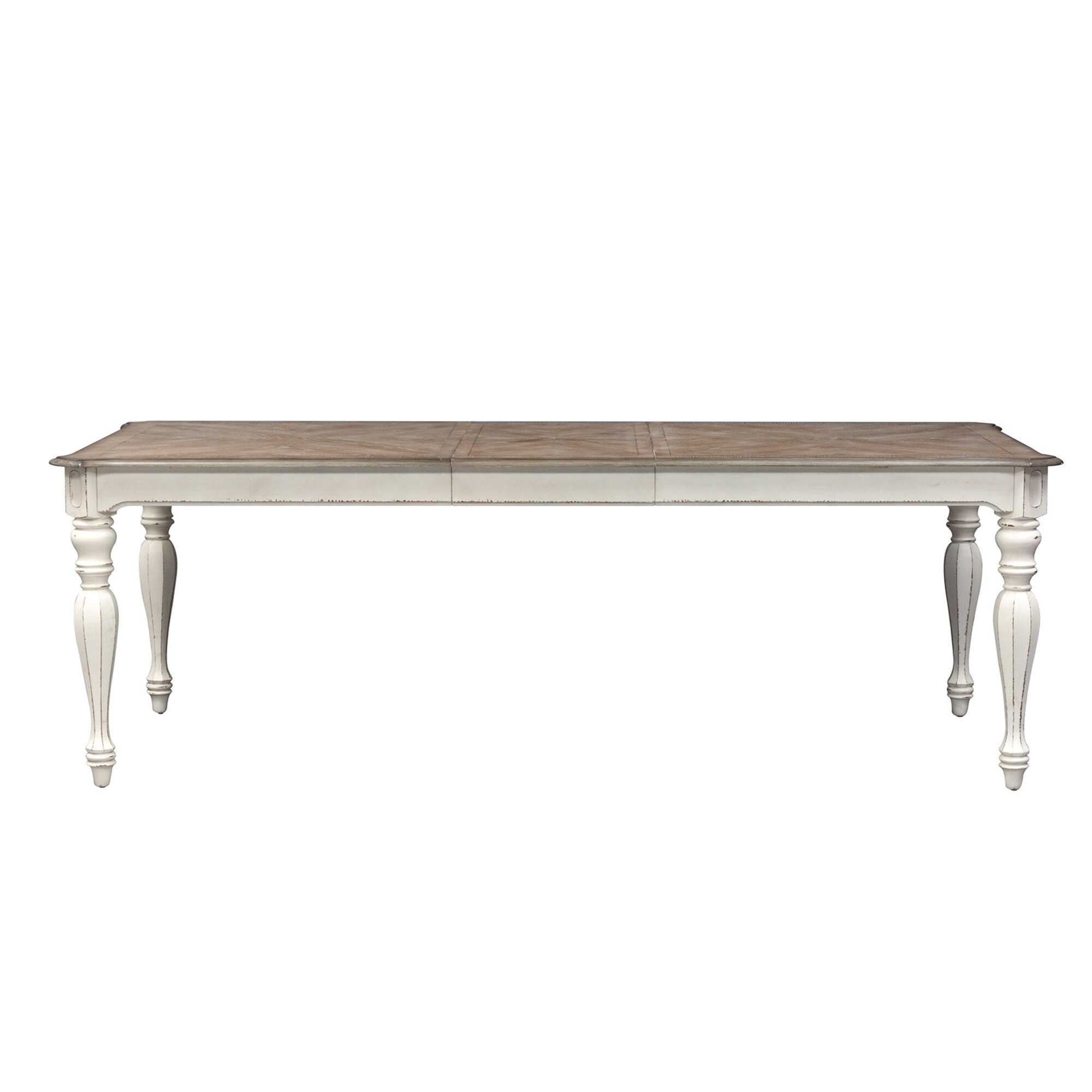 Magnolia Manor Antique White Weathered Bark 7 Piece Leg Table Set