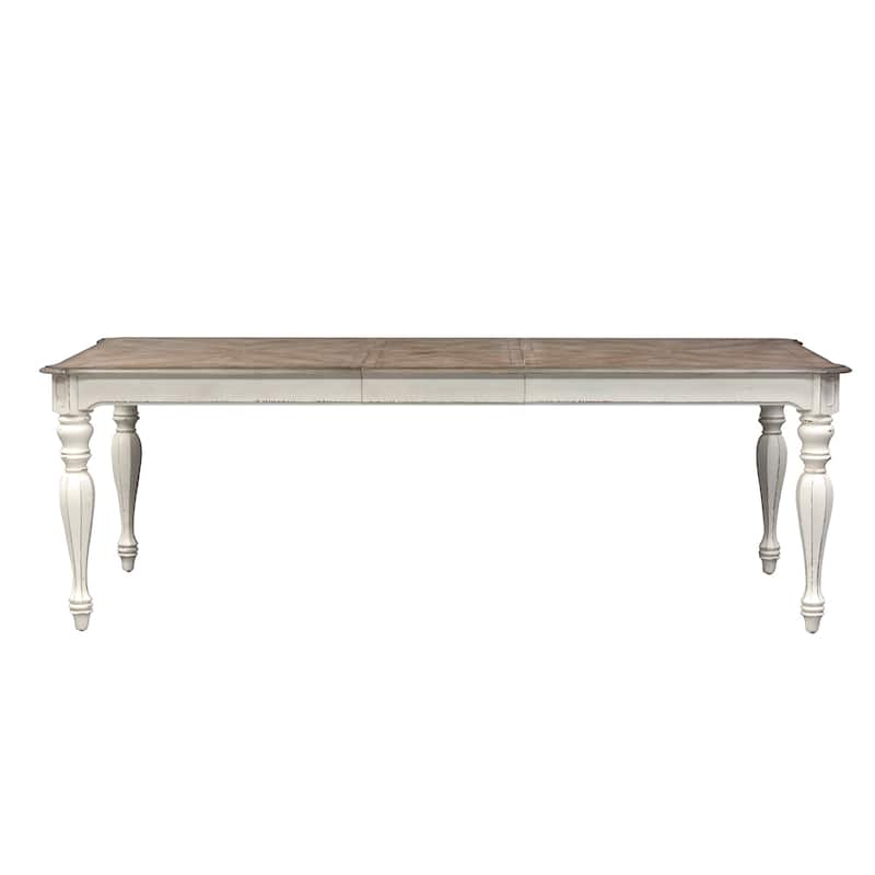 Magnolia Manor Antique White Weathered Bark 7 Piece Leg Table Set