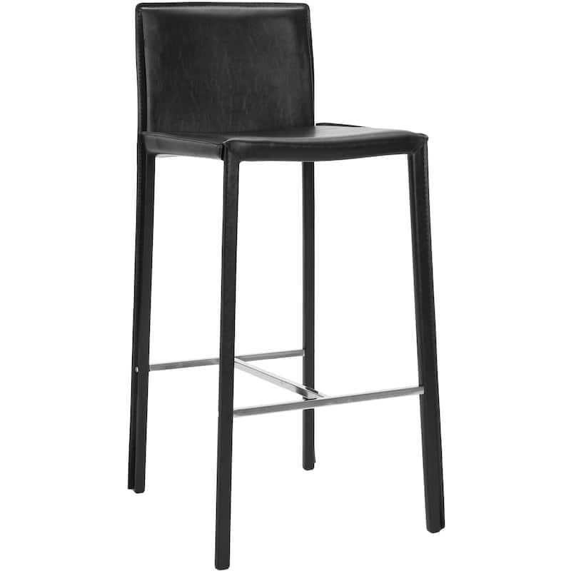 SAFAVIEH Marilynn Mid-Century 30-inch White Leather Bar Stool (Set of 2) - 18.3" x 19.7" x 39.4" - 18Wx20Dx39H