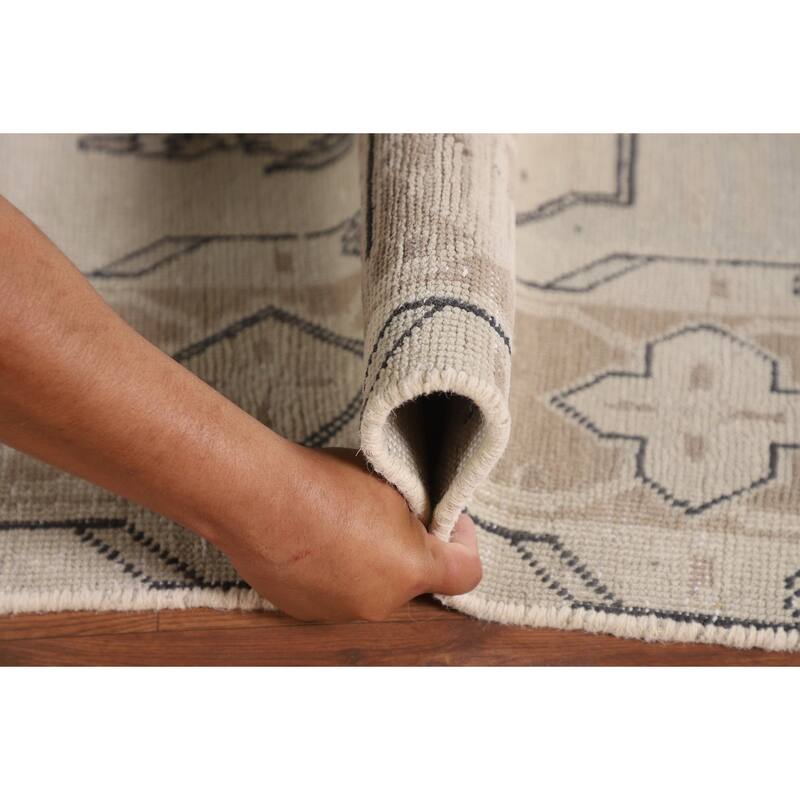 Distressed Orange Tabriz Persian Vintage Rug Hand-Knotted Wool Carpet - 6'8"x 9'7"