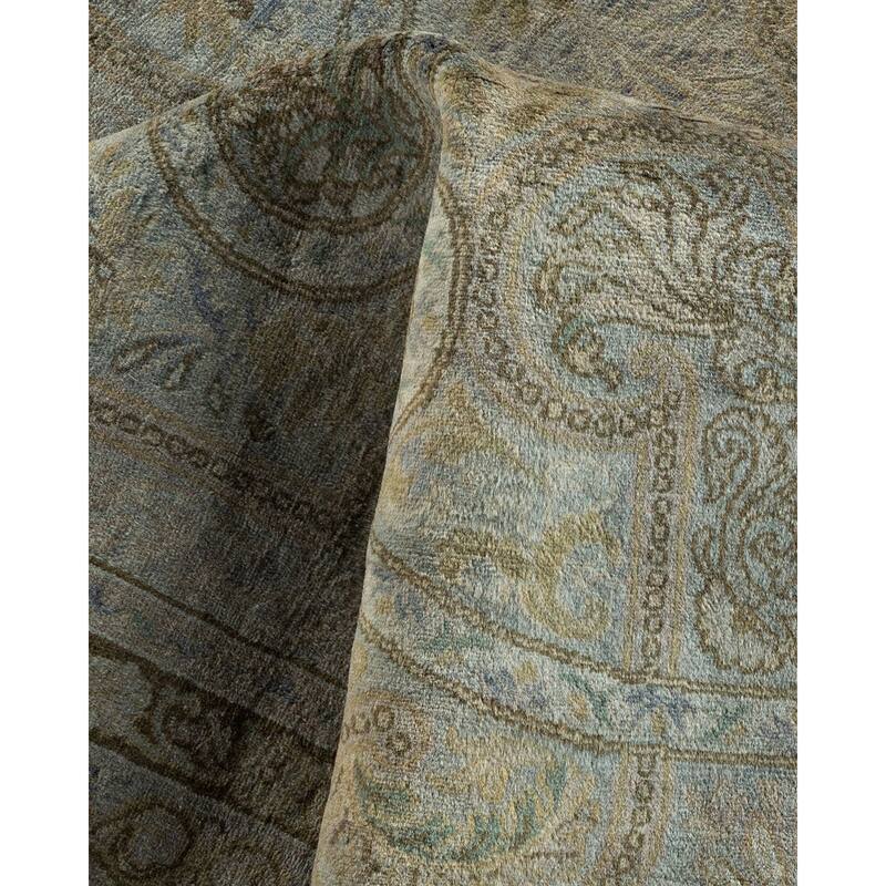 Overton Hand Knotted Wool Vintage Inspired Modern Contemporary Overdyed Gray Area Rug - 6' 1" x 9' 0"