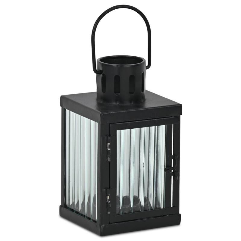 Marzanna 6.75" Fluted Glass & Metal Lantern - N/A