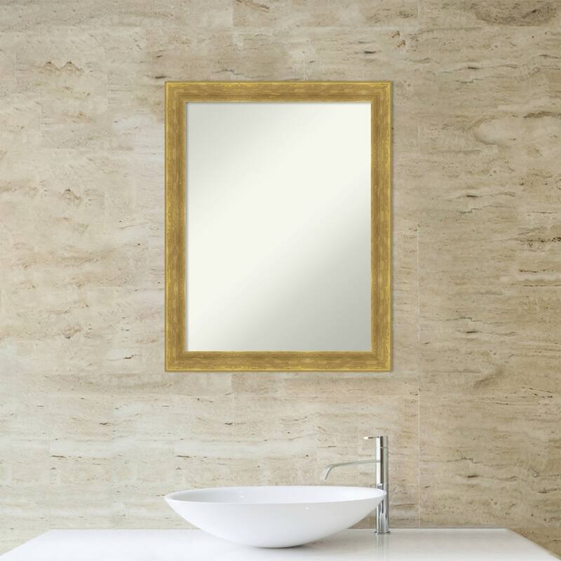 Angled Non-Beveled Wood Framed Bathroom Vanity Wall Mirror