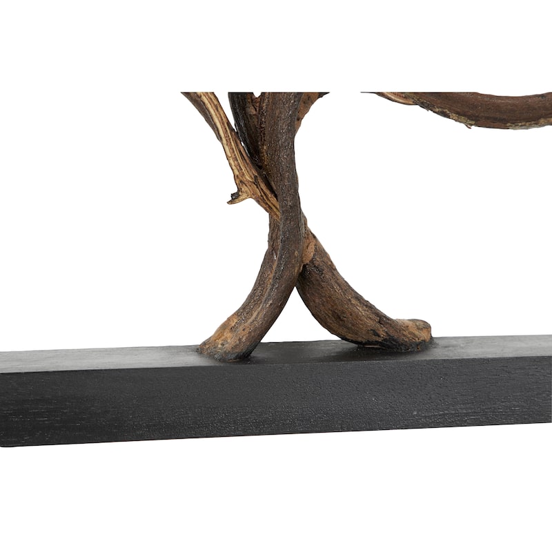 Teak Wood Tree Branch Wall Decor with Black Frame - Brown - Roche River Decor