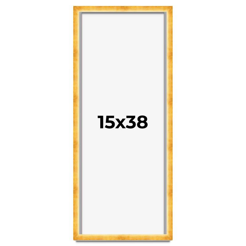 15x38 Shadow Box Frame Gold | 1.625 Inches Deep Real Wood Traditional