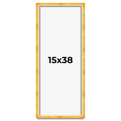 15x38 Shadow Box Frame Gold | 1.625 Inches Deep Real Wood Traditional