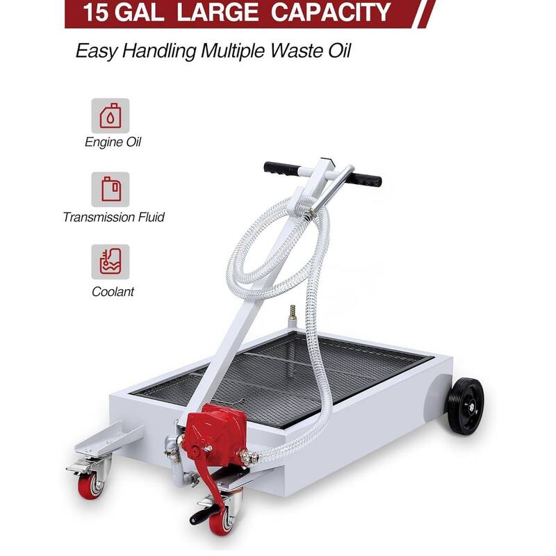 15 Gallon Low Profile Oil Drain Pan with 180W Electric Pump for Changing Oil on Cars, SUVs, Trucks, RVs