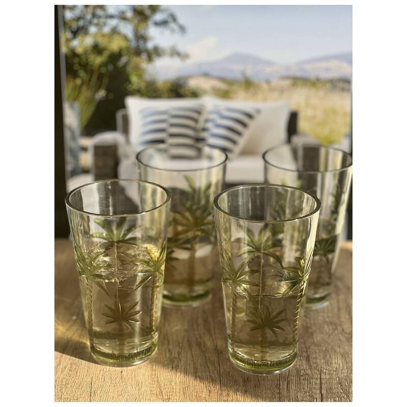 Palm Tree Design Acrylic Glasses Drinking Set of 4