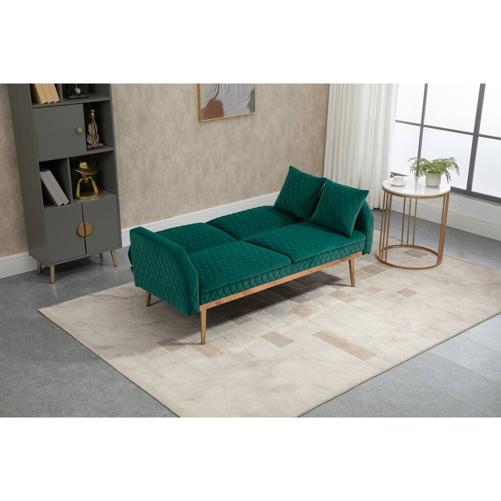 66.14" Loveseat Sofa Velvet Convertible Futon Sofa & Sofa Bed Upholstered Accent Sofa