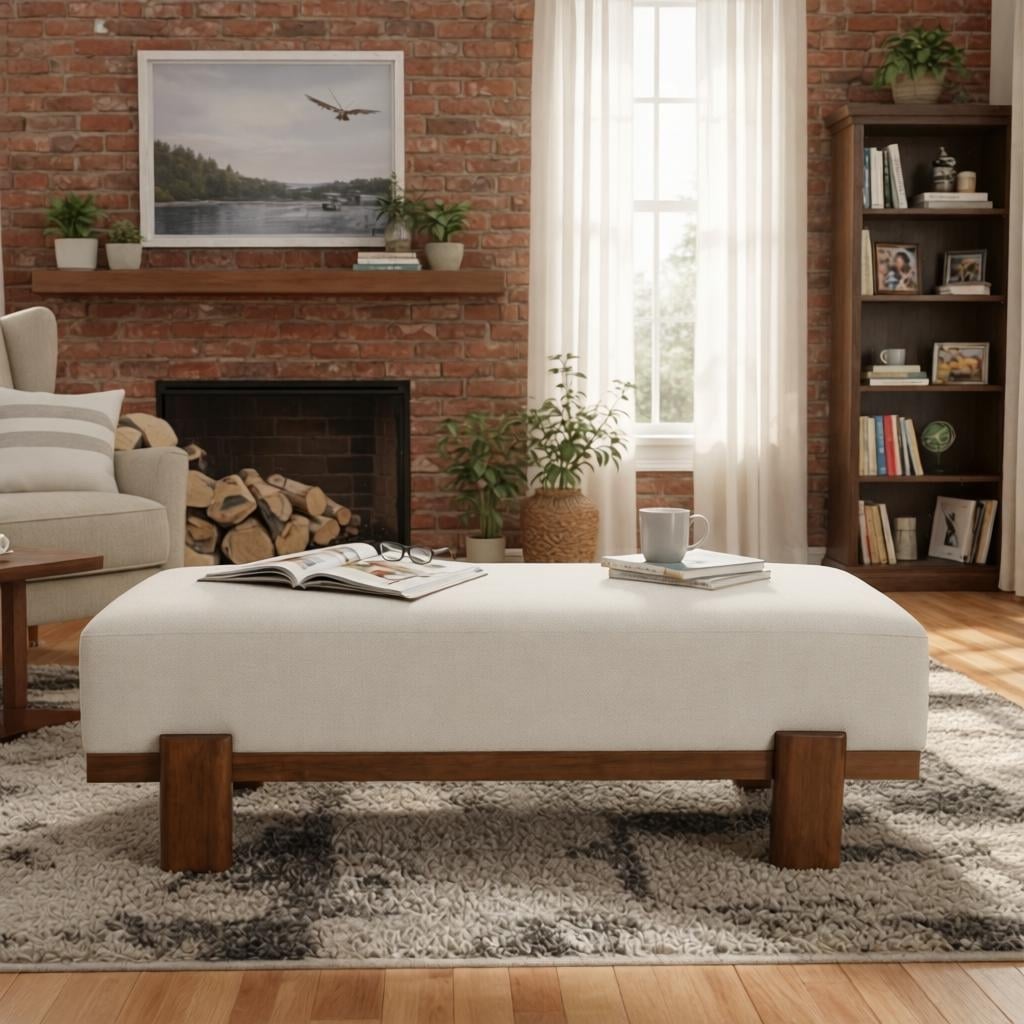Christopher Knight Home - Kirov Modern 54.75" Upholstered Indoor Bench with 9" Thick Cushioned Seat & Solid Wood Legs