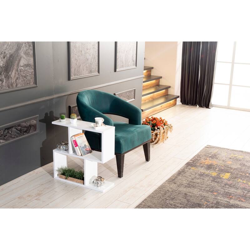 Alfa Rectangle 4 Shelves End Table, 23 inch End Table for Living Rooms