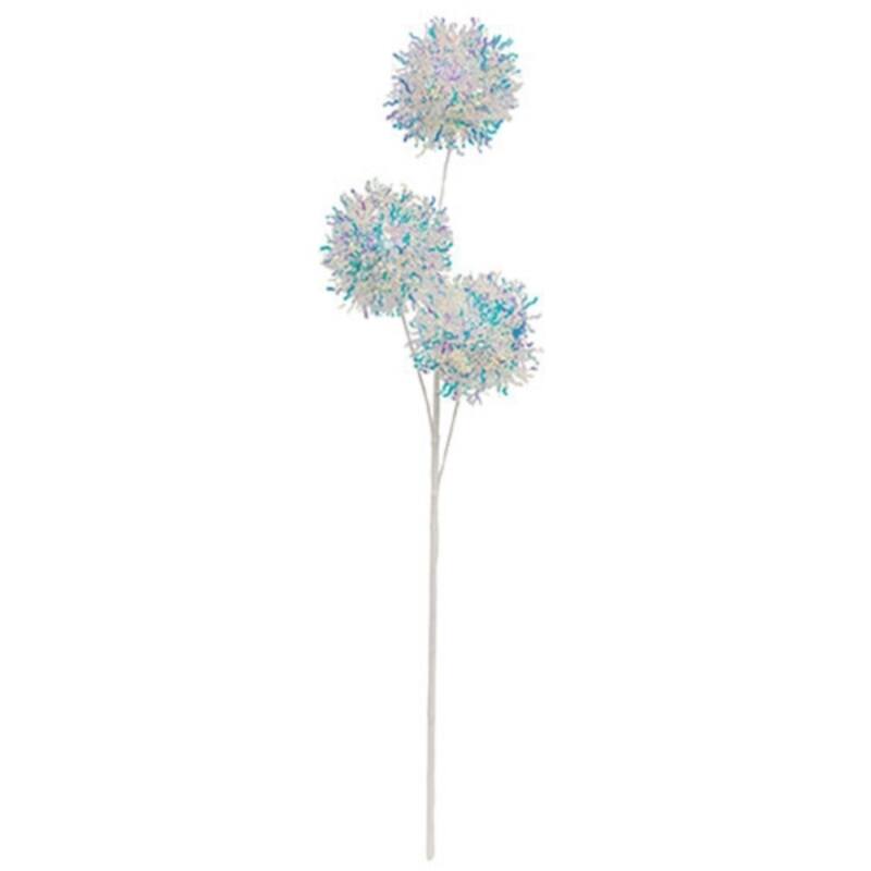 Opalescent Balls Spray 27 Inch Winter Floral Decoration - 6" x 3" x 27" - White-Blue