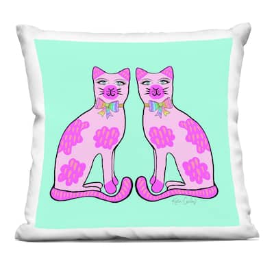 Stupell Classy Cats on Turquoise Decorative Printed Throw Pillow Design by Katie Conley