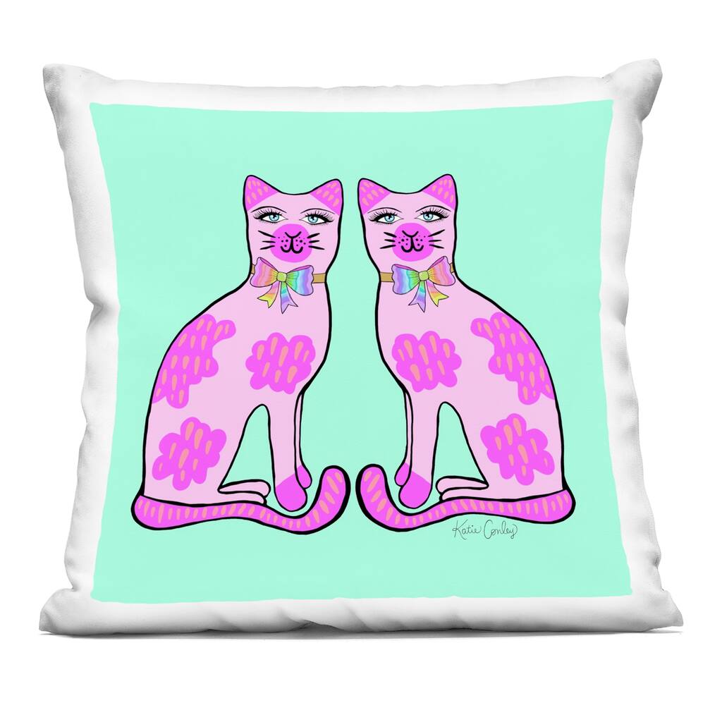 Stupell Classy Cats on Turquoise Decorative Printed Throw Pillow Design by Katie Conley