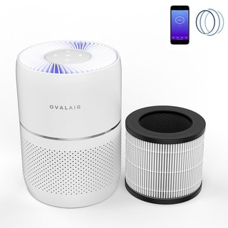 OVAL AIR 3-Stage H13 Smart True HEPA Desk Air Purifier for Rooms up to 150 sq. ft. reduces Allergies, Asthma, Pets, Odor, White