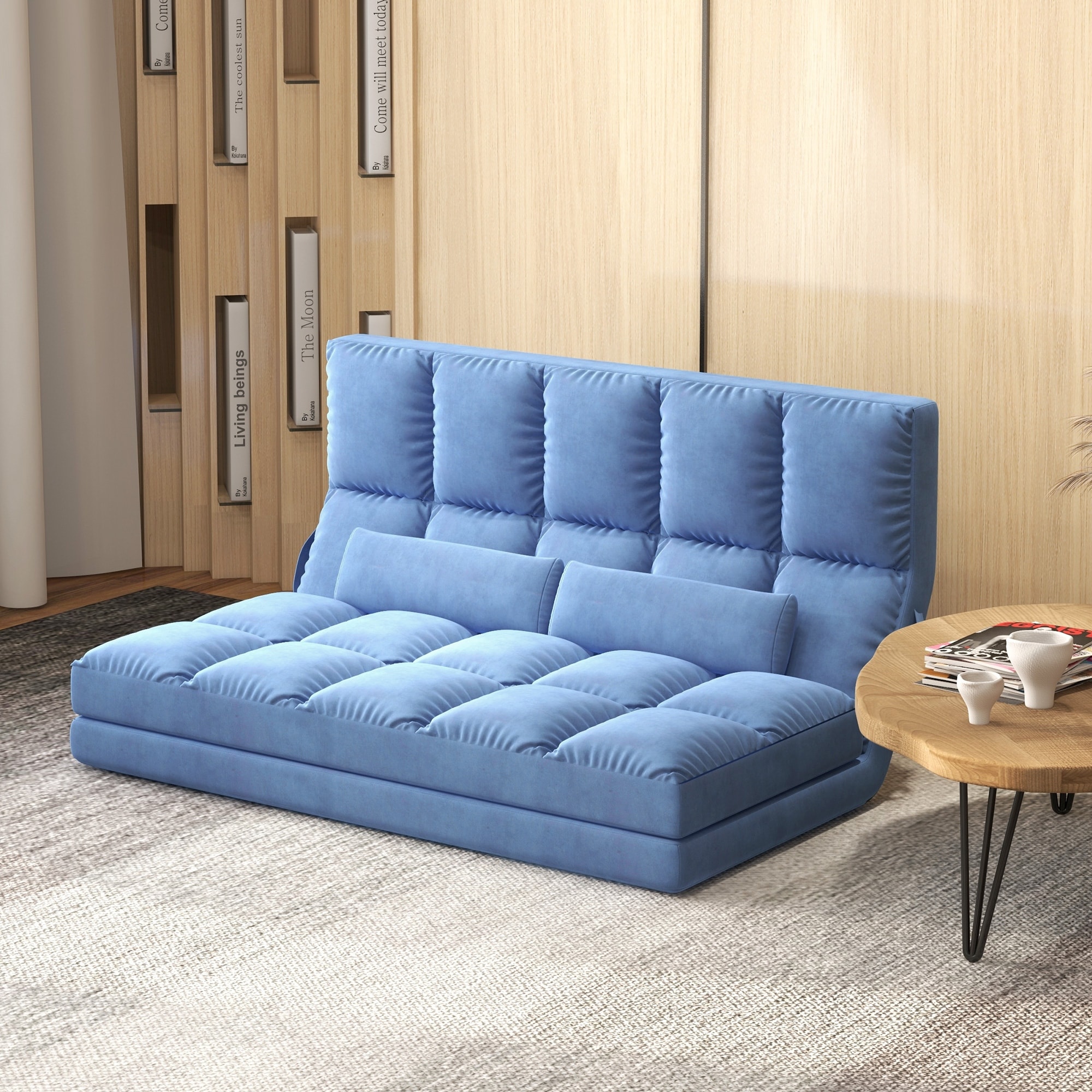 Homcom small sofa couch futon with fold up on sale bed and adjustable backrest
