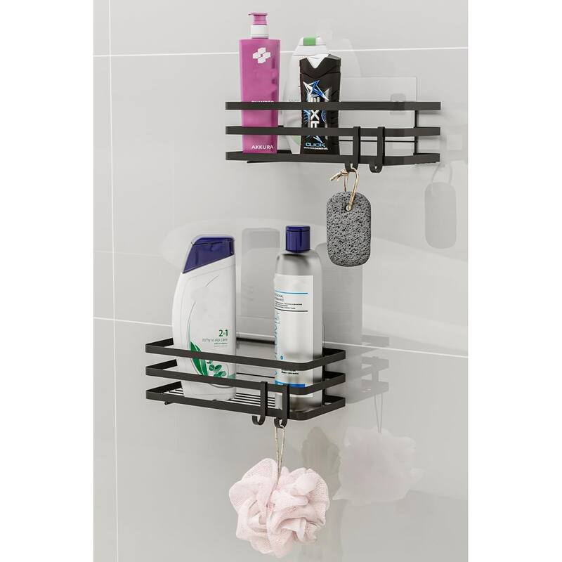 Bathroom Wall Shelf Set of 2 - Waterproof Shower Storage Rack,