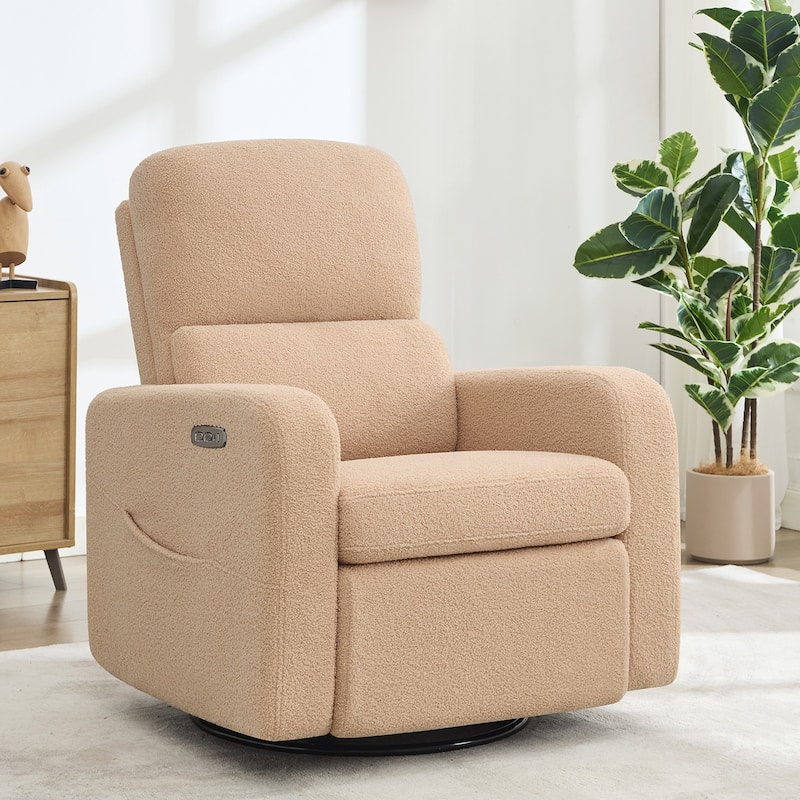 Swivel Power Recliner Chair Teddy Nursery Glider Rocking Recliner