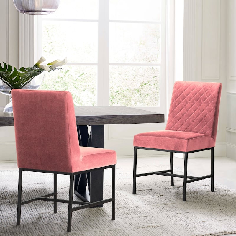 Napoli Velvet and Black Leg Modern Accent Dining Chair- Set of 2