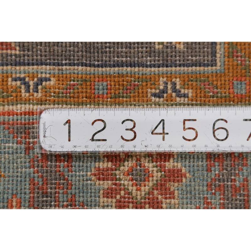 Geometric Grey Kazak Foyer Rug Hand-Knotted Wool Carpet - 2'6"x 4'4"