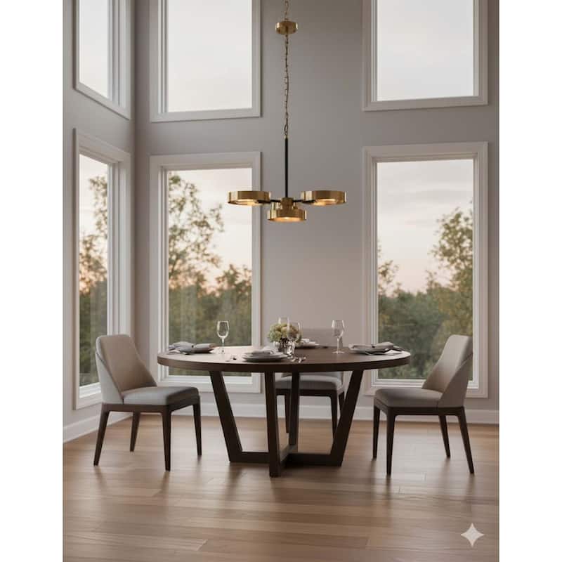3-Light Black And Golden Bornze Chandelier