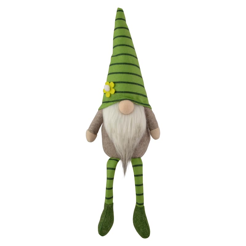 Striped Gnome with Crossed Legs - 16" - Green