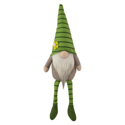 Striped Gnome with Crossed Legs - 16" - Green