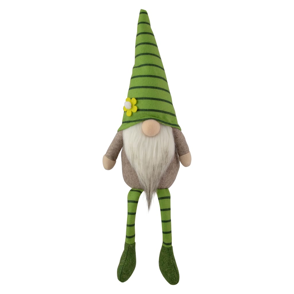 Striped Gnome with Crossed Legs - 16" - Green