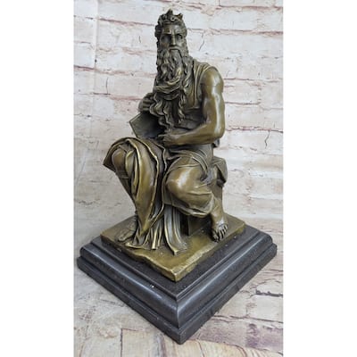 Michelangelos Moses Bronze Statue Sculpture Figure Jewish Biblical Decor 13 Inches X 7 Inches