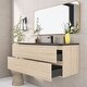 preview thumbnail 49 of 57, Floating Bathroom Vanity in Evita Oak with Integrated Quartz Sand Top