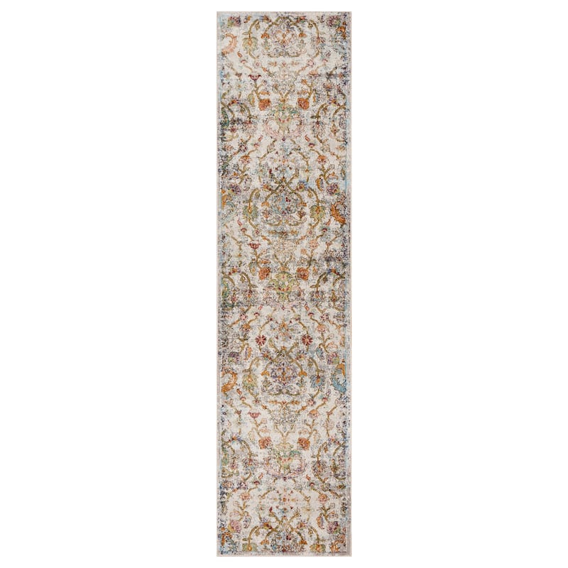 Sevita Gaia Contemporary Floral Green/Multi Performance Indoor Area Rug - 2'3" x 8'9"