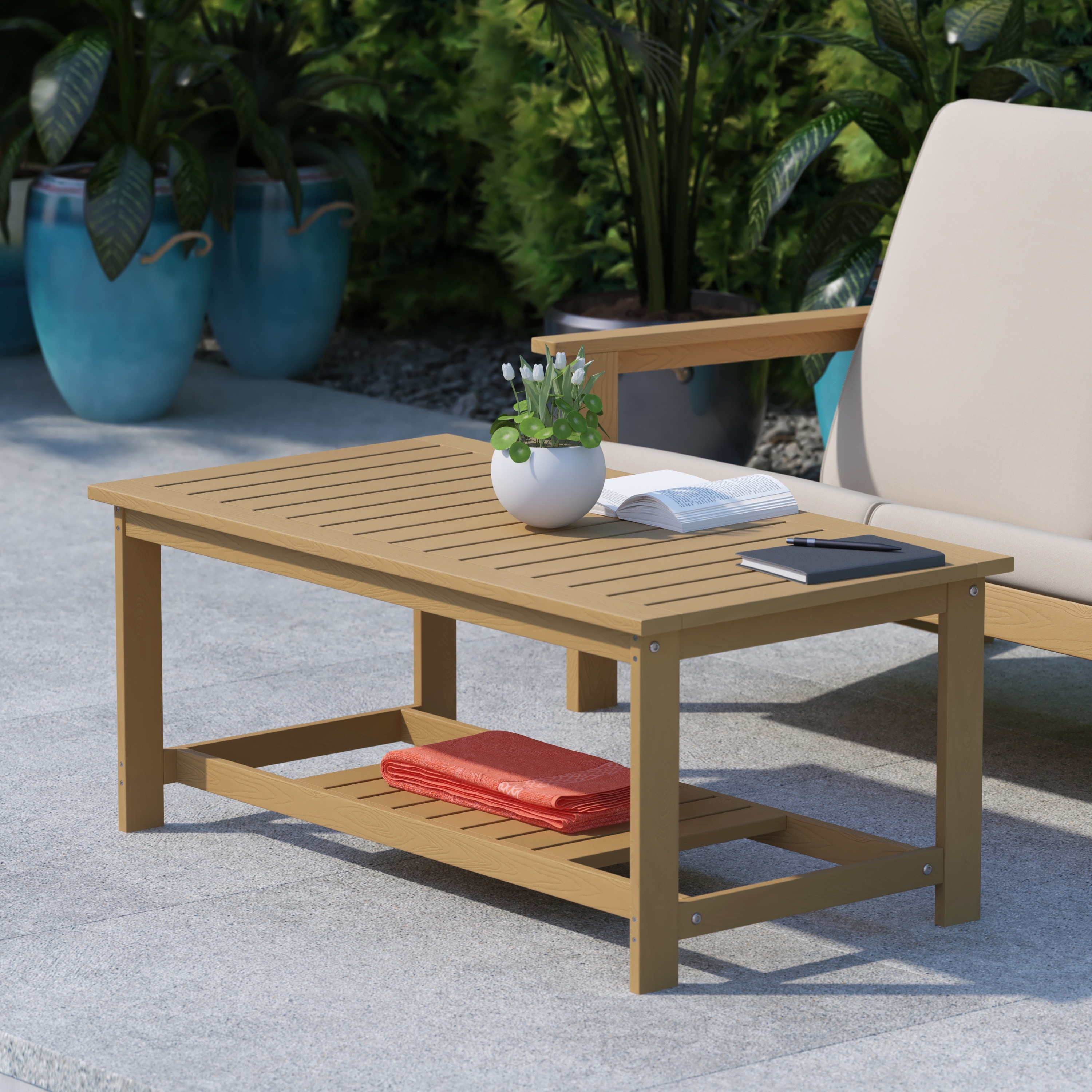 Indoor/Outdoor Poly Resin 2-Tier Adirondack Coffee Table