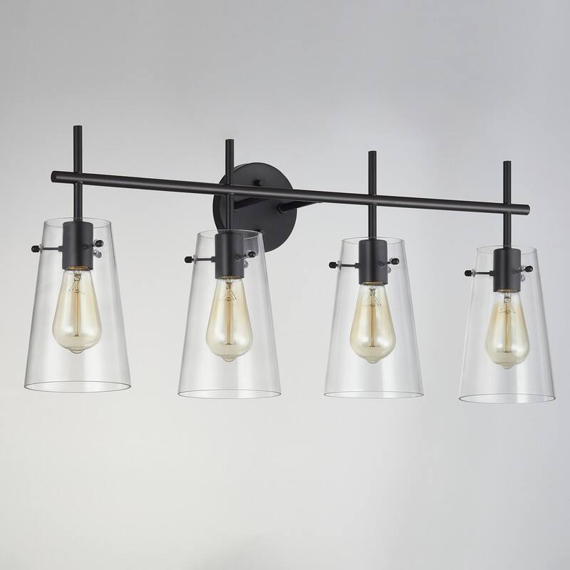 KAWOTI 4-Light Modern Bathroom Vanity Light with Glass Shade