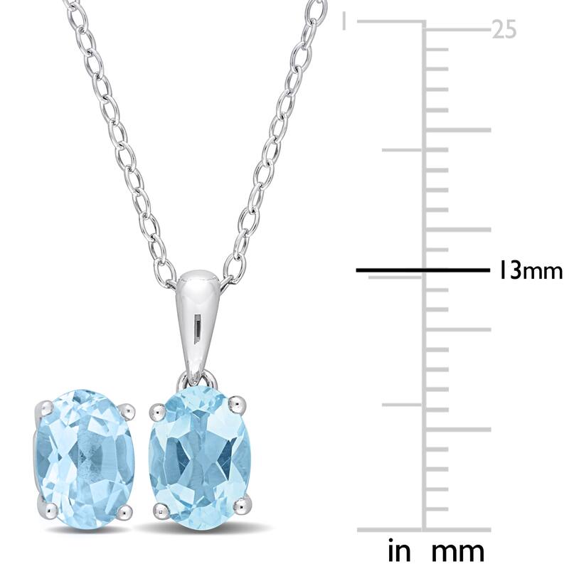 Miadora 2 4/5ct TGW Oval Sky Blue Topaz Solitaire Necklace and Stud Earrings Set in Sterling Silver