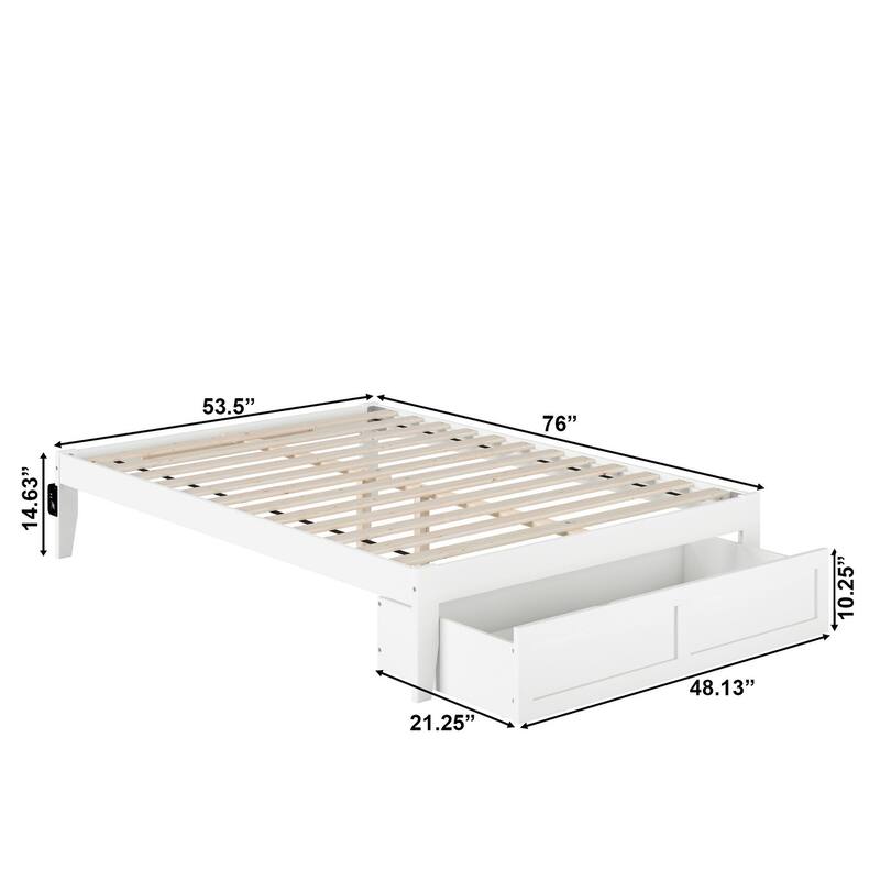 AFI Colorado Platform Bed with Foot Drawer and Charging Station