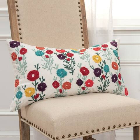 Colorful Floral Lumbar Pillow