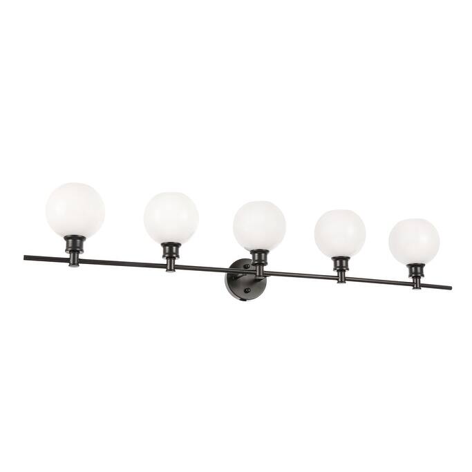 Camille 5-Light Frosted Glass Wall Sconce - Black